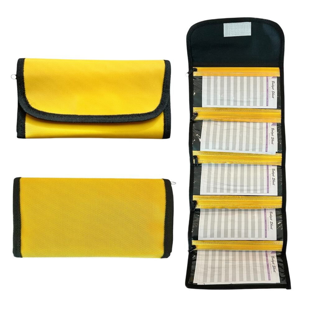 Cash Organizer Wallet, Yellow Money Wallet for Budgeting, Savings Cash Envelope